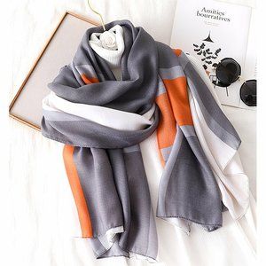 Grey & Orange Geometric Scarf